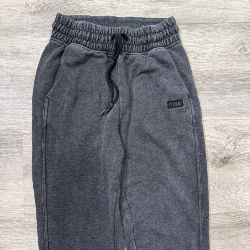 PINK Victorias Secret Charcoal Gray Acid Wash Ankle Zip Joggers XS - Picture 6 of 11